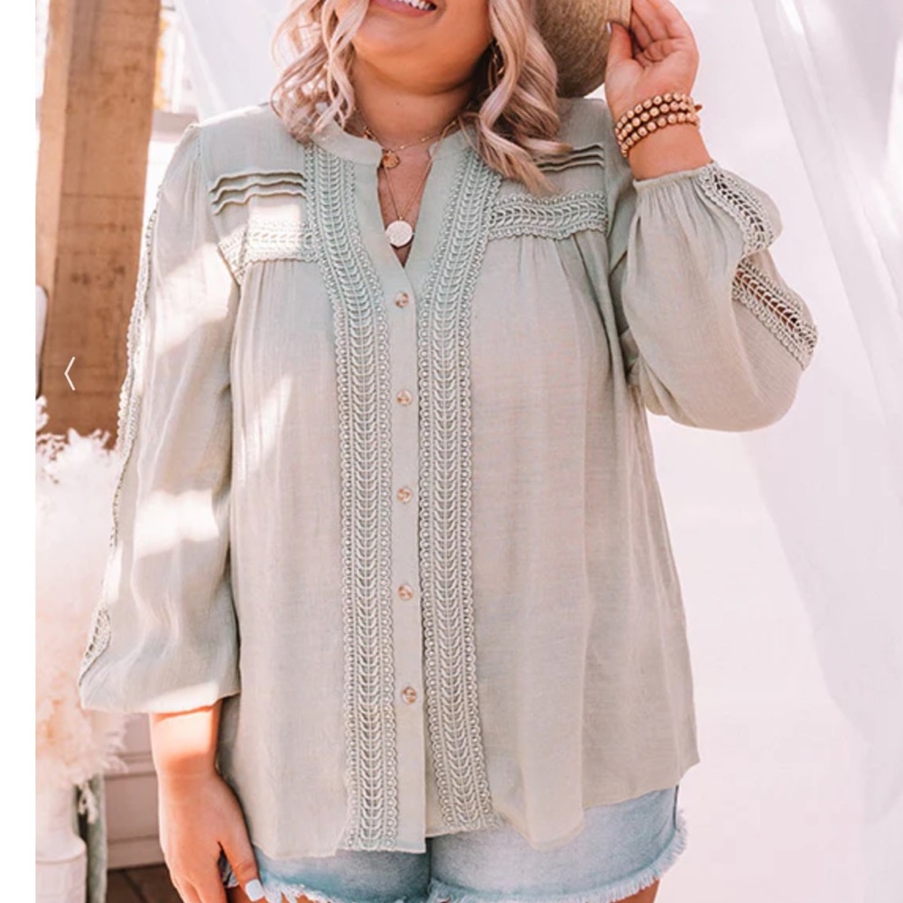 Green button down top